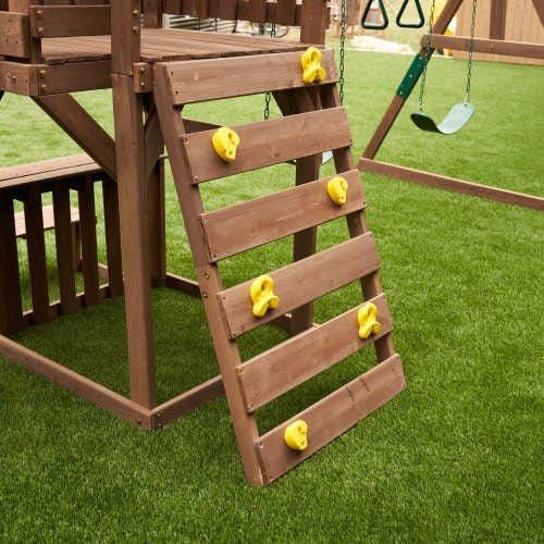 close up of climbing wall on KidKraft Arbor Crest Deluxe Playset