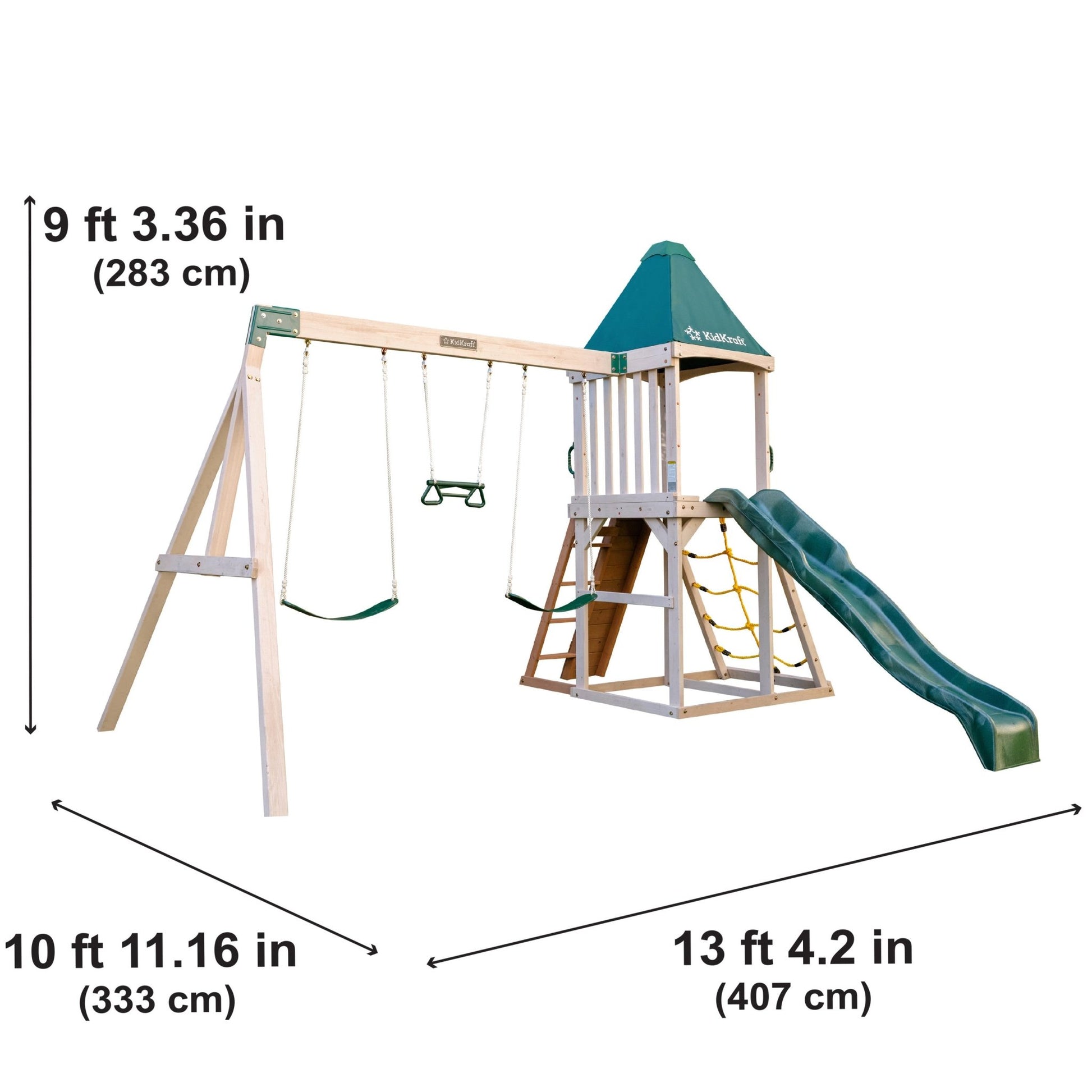 KidKraft Emerald Challenge Swing Set FSC/EN71 - The Online Toy Shop - Wooden Climbing Frame - 2