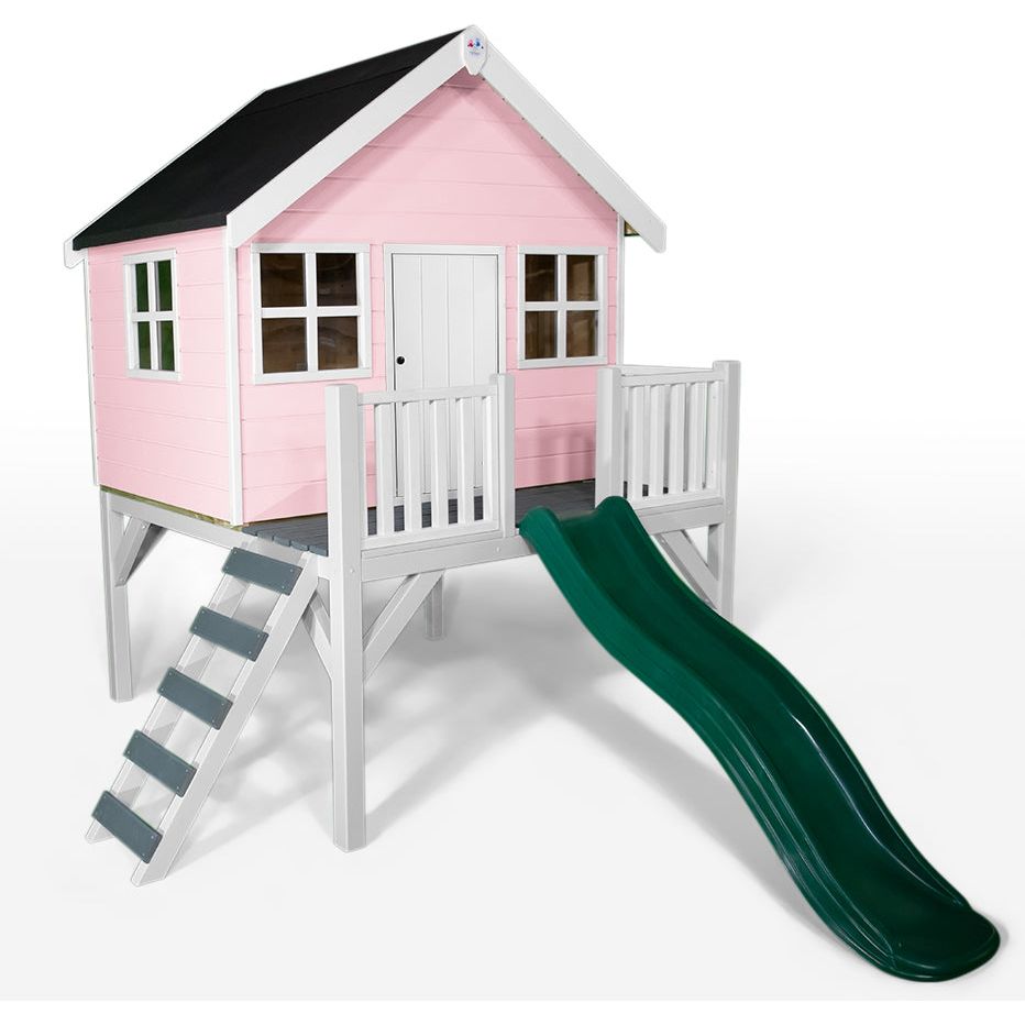 Little Rascals Felix Wooden Playhouse With Slide - The Online Toy Shop - Wooden Playhouse - 3