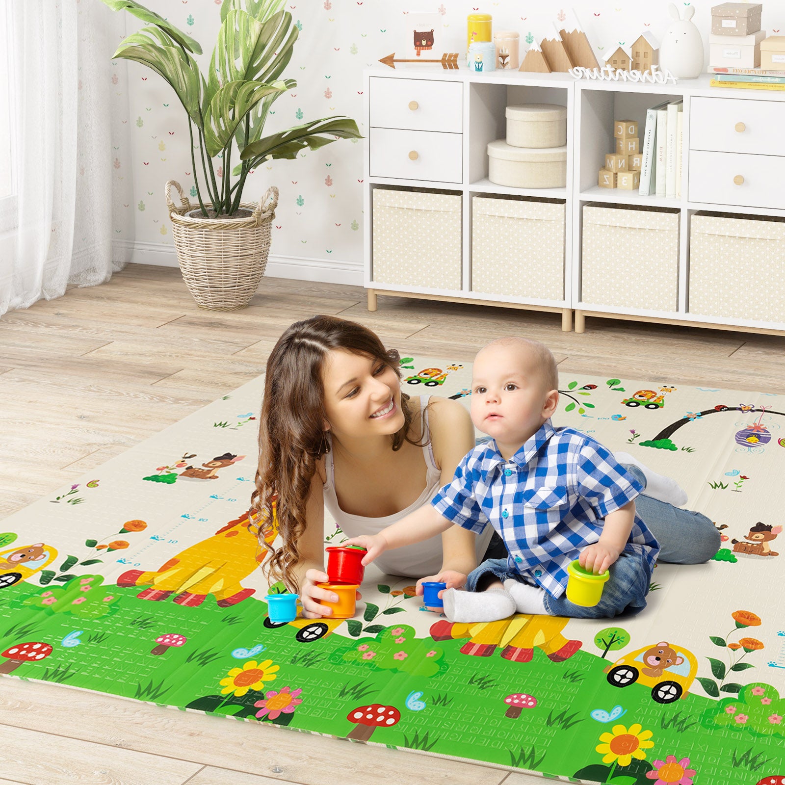 200 x 180 cm Extra Large Baby Floor Mat with Carry Bag-A - The Online Toy Shop - Costway - 2