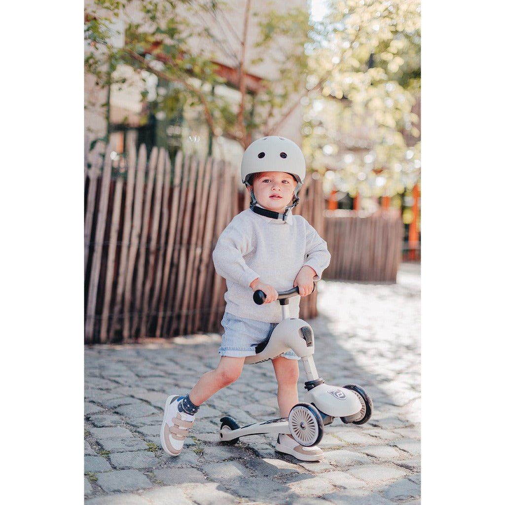 little boy sitting on Scoot and Ride Highwaykick 1 - Ash - 1 - 5 Years