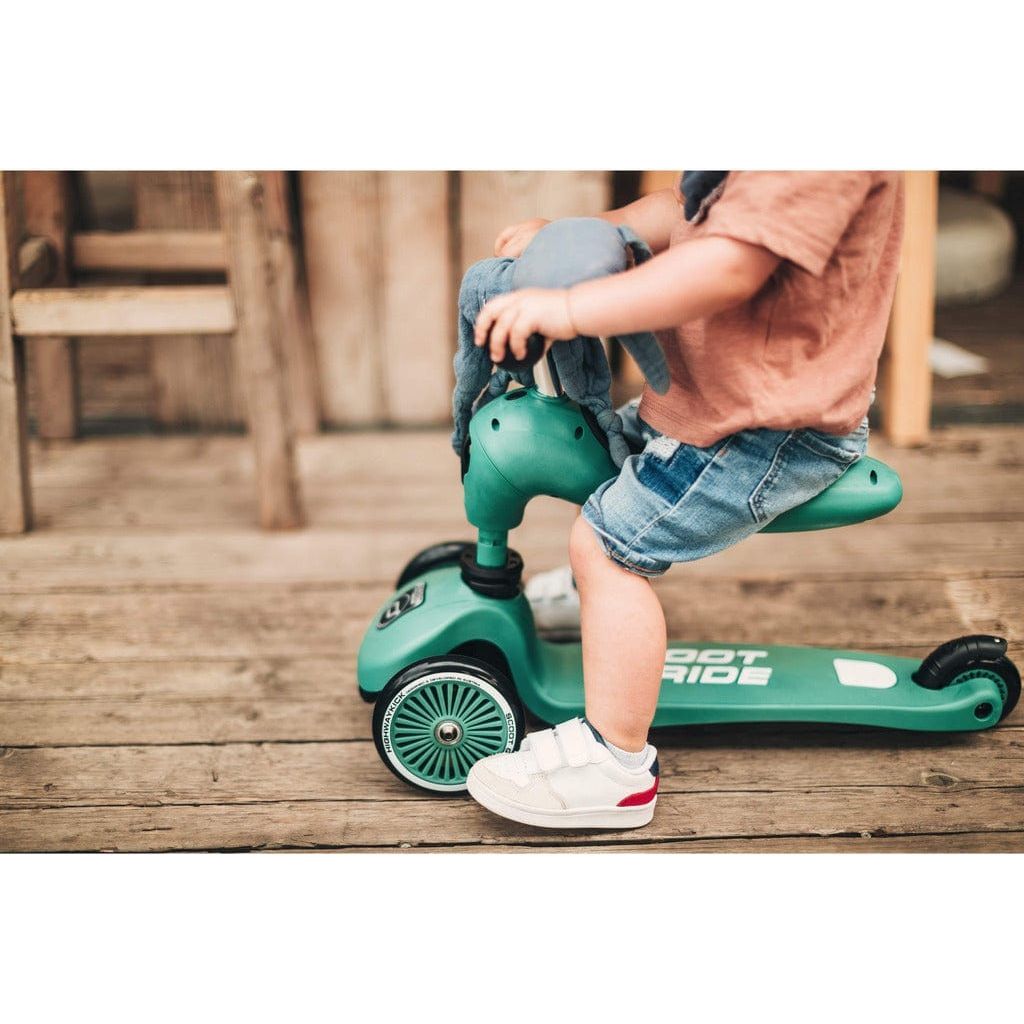 little boy sitting on Scoot and Ride Highwaykick 1 - Forest - Age 1-5 Years