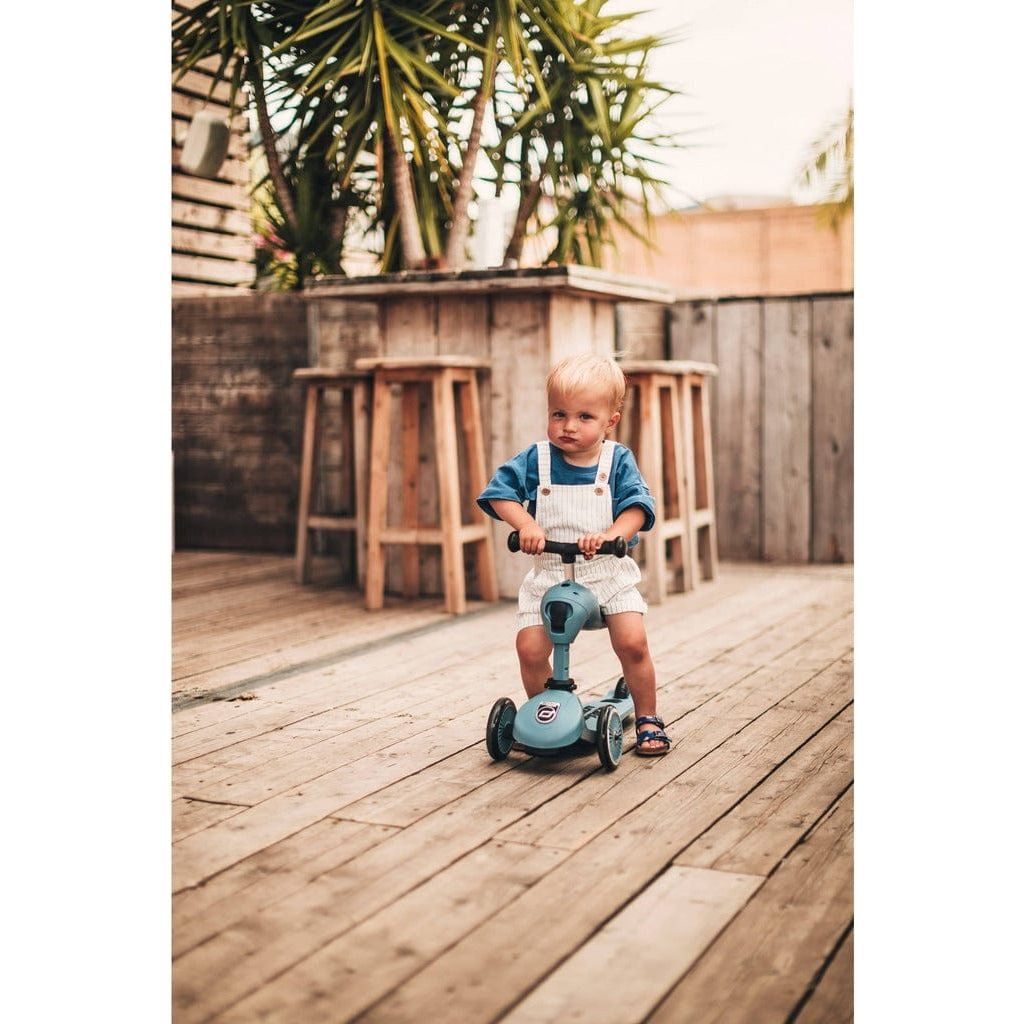 little boy sitting on Scoot and Ride Highwaykick 1 Scooter - Steel - Age 1-5 Years
