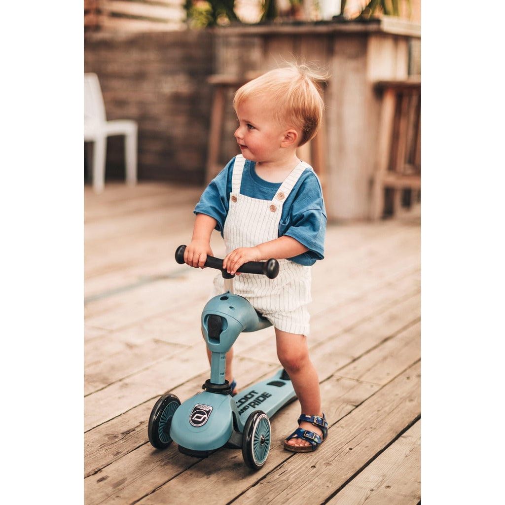little boy sitting on Scoot and Ride Highwaykick 1 Scooter - Steel - Age 1-5 Years