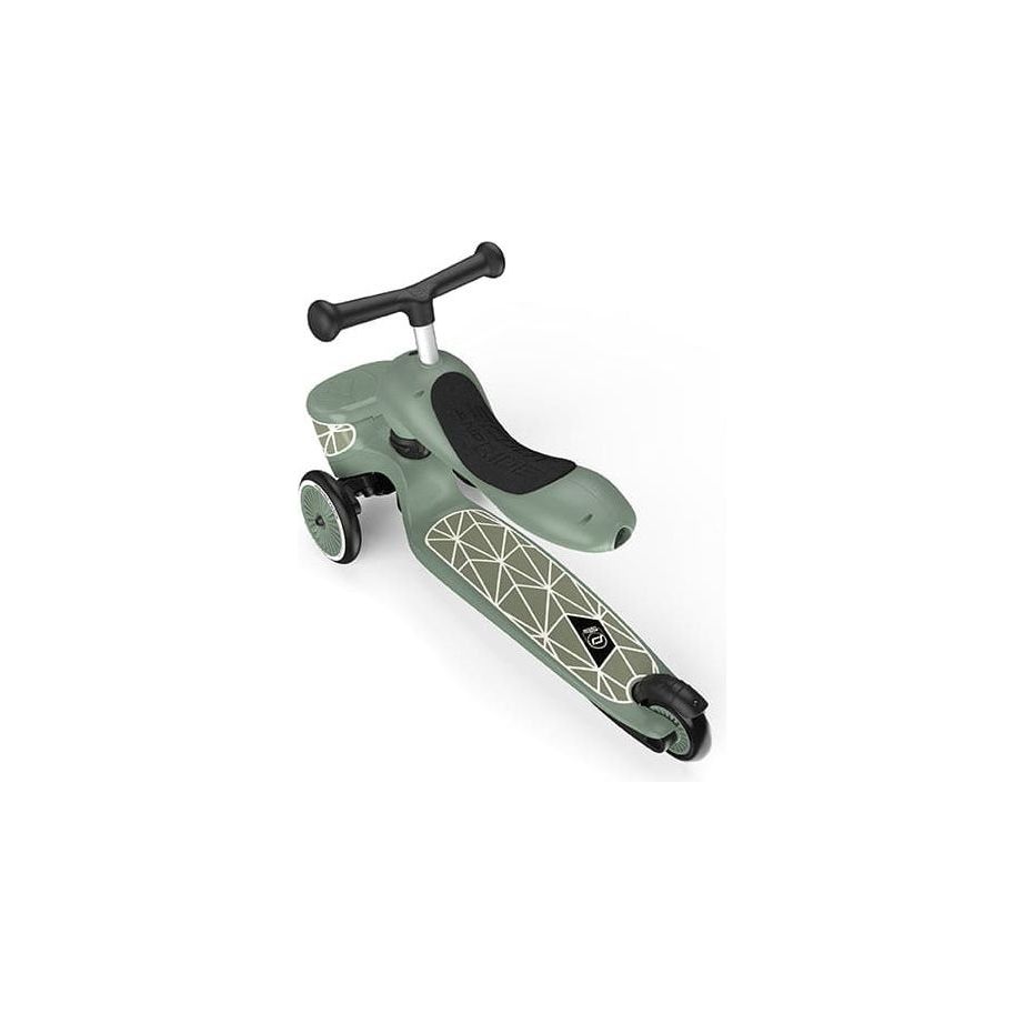 Scoot and Ride Highwaykick 1 Lifestyle Scooter - Green Lines in seated position rear left