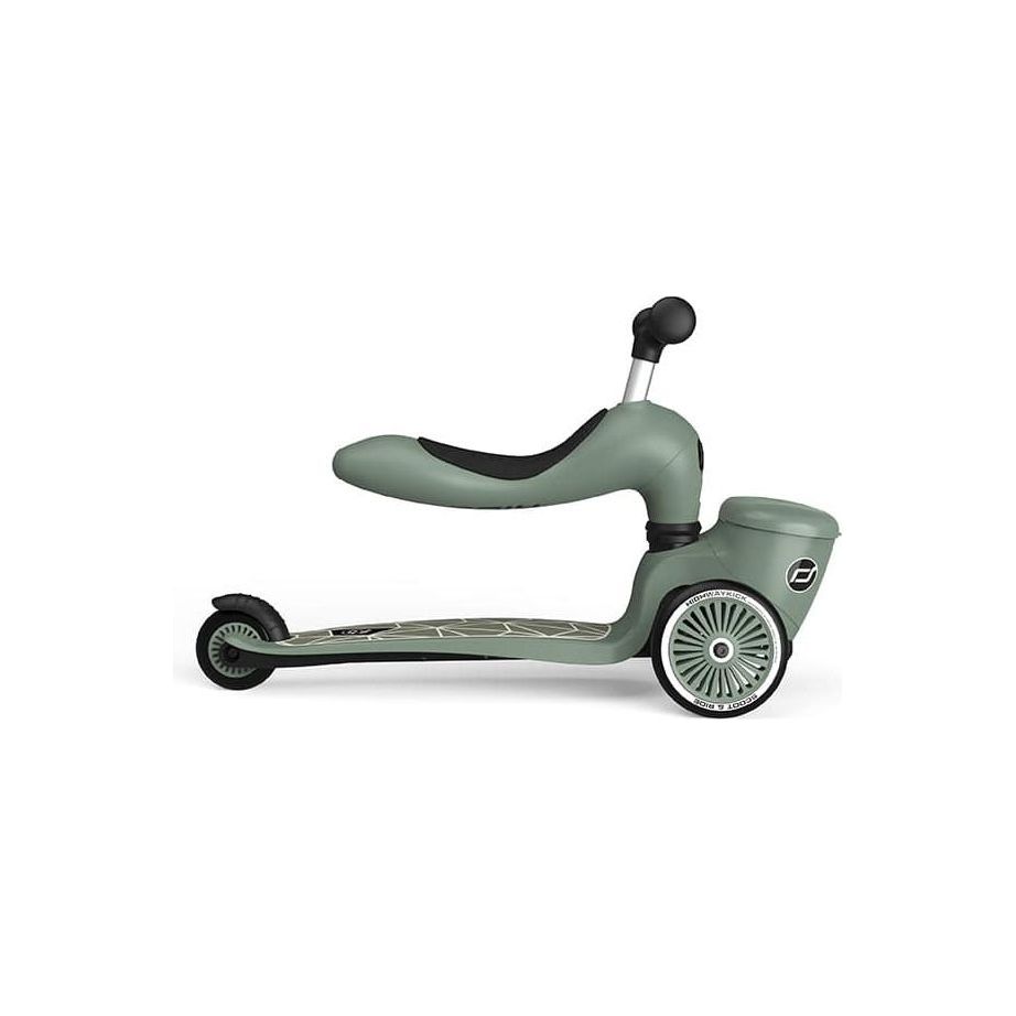 Scoot and Ride Highwaykick 1 Lifestyle Scooter - Green Lines in seated position right side