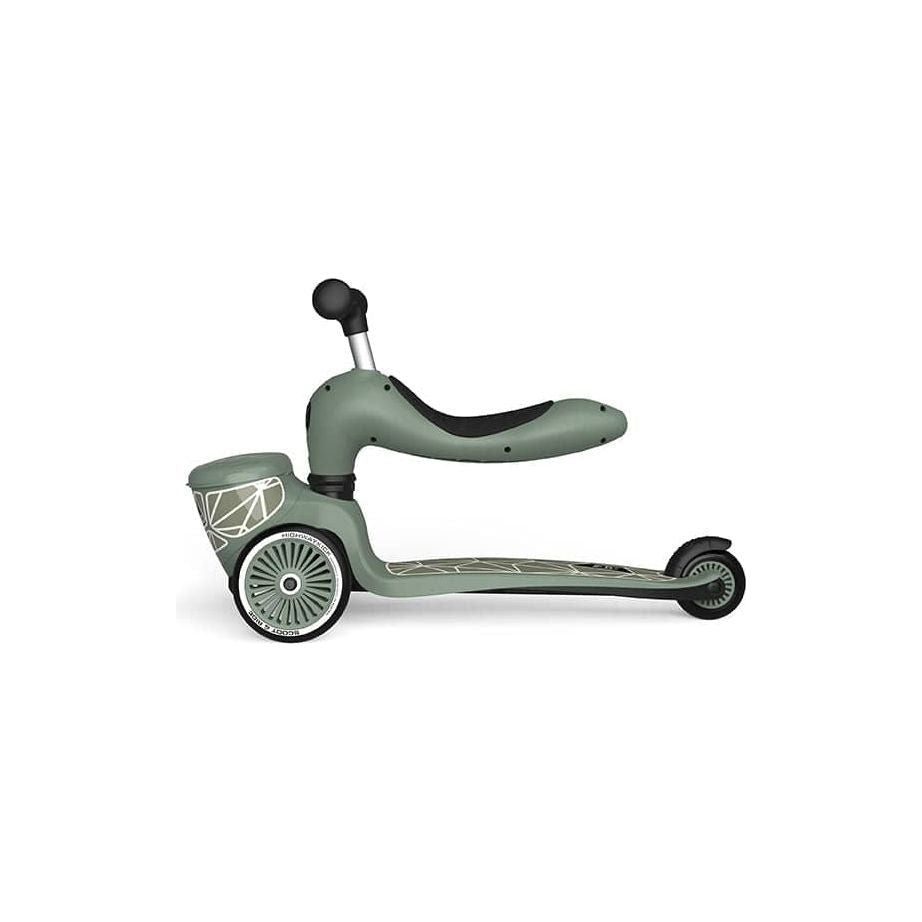 Scoot and Ride Highwaykick 1 Lifestyle Scooter - Green Lines in seated position left side