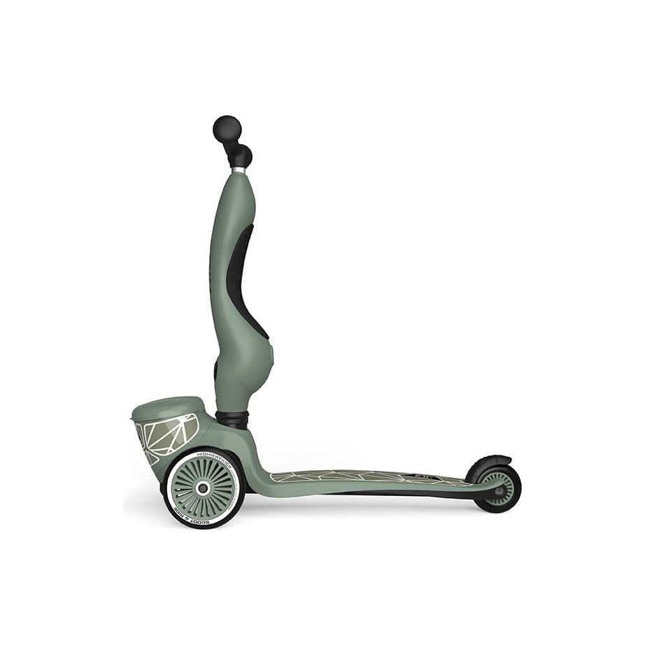 Scoot and Ride Highwaykick 1 Lifestyle Scooter - Green Lines in upright position left side