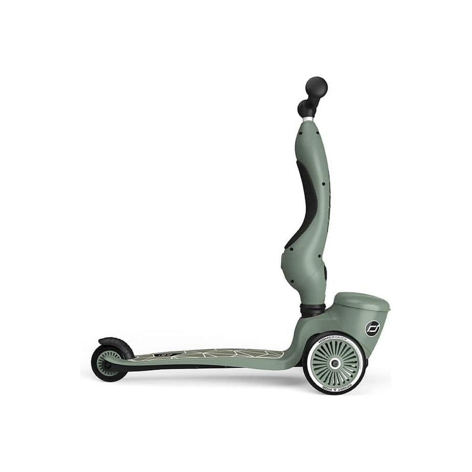 Scoot and Ride Highwaykick 1 Lifestyle Scooter - Green Lines in upright position right side