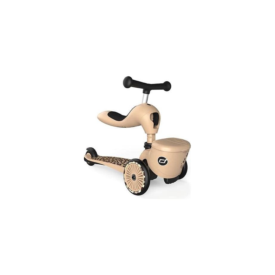 Scoot and Ride Highwaykick 1 Lifestyle Scooter - Leopard in seated position front right