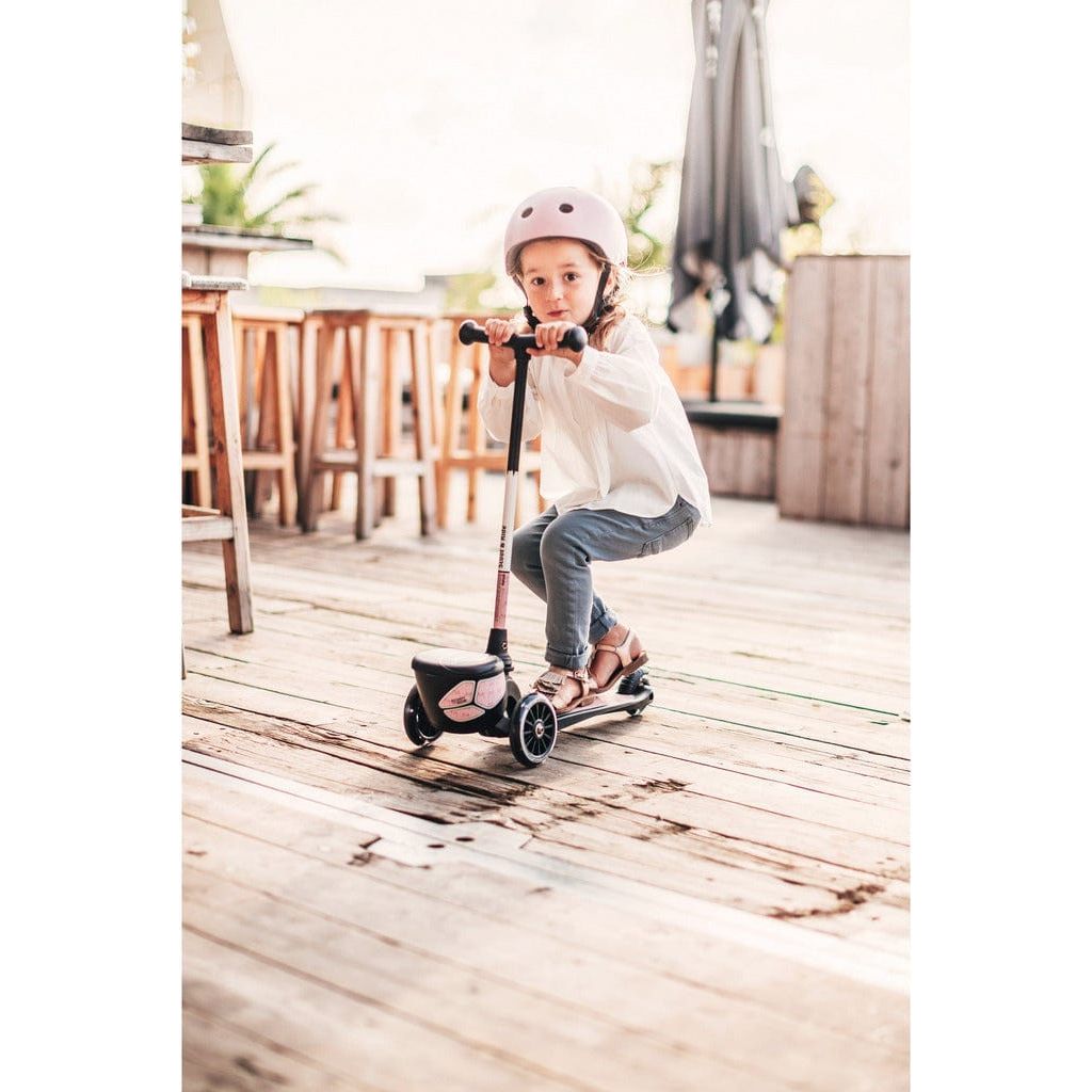 child riding Scoot and Ride Highwaykick 2 Lifestyle - Age 2 + - Reflective Rose