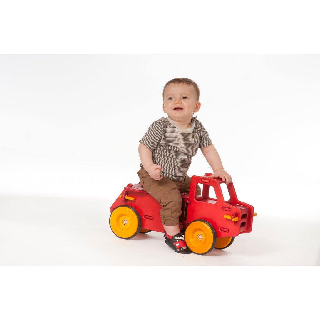 boy on Moover Wooden Ride On Dump Truck - 8 Months+ - Red