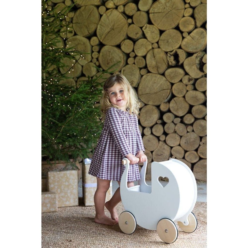 girl with Moover Wooden Dolls Pram - 2 Years+ - White