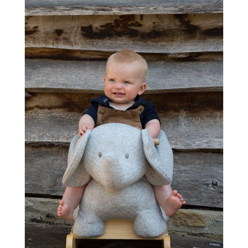 little boy riding Nattou Baby Rocker - Tembo Elephant