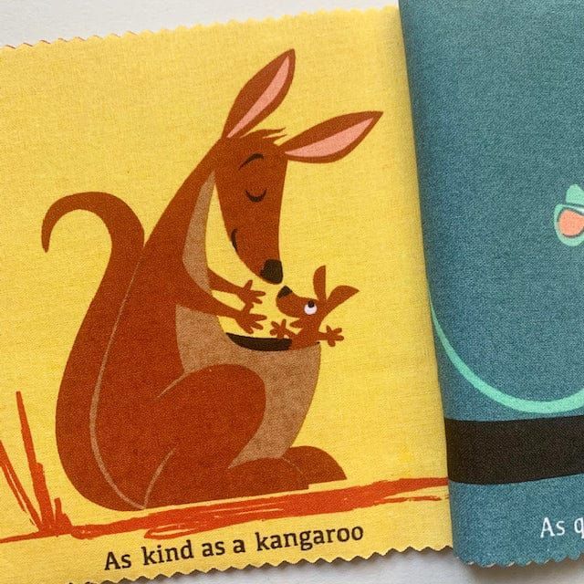 close up of kangaroo page from ThreadBear Brave as a Bear Toy & Book Bundle