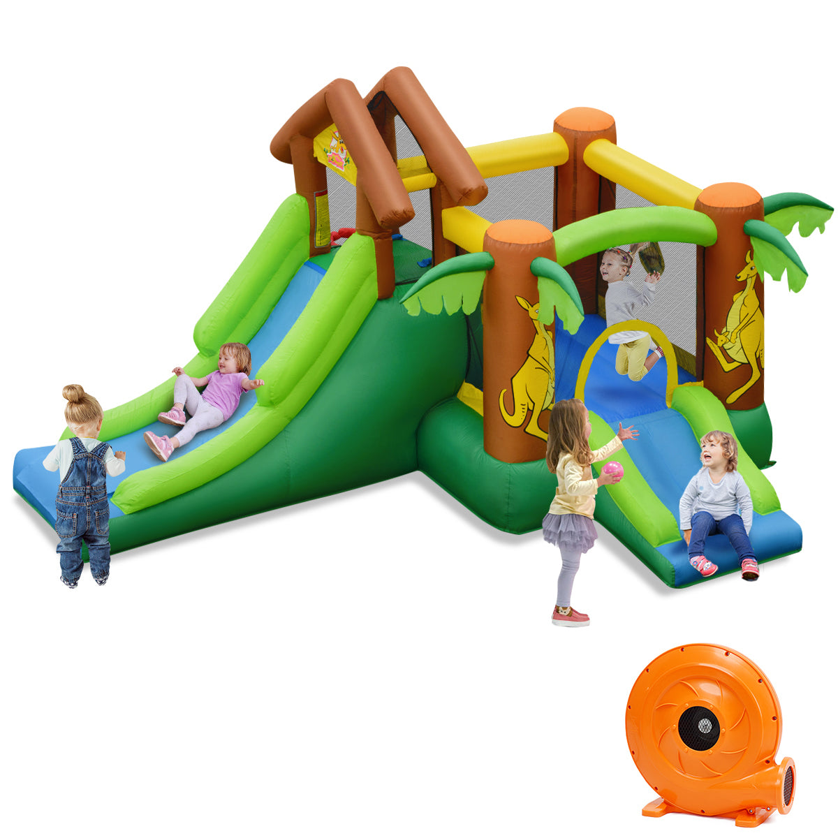Inflatable Bouncy Castle with Slides and Climbing Wall & Air Blower