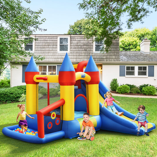 Inflatable Bouncy Castle with Ball Pit, Slide & Climbing Wall inc Air Blower