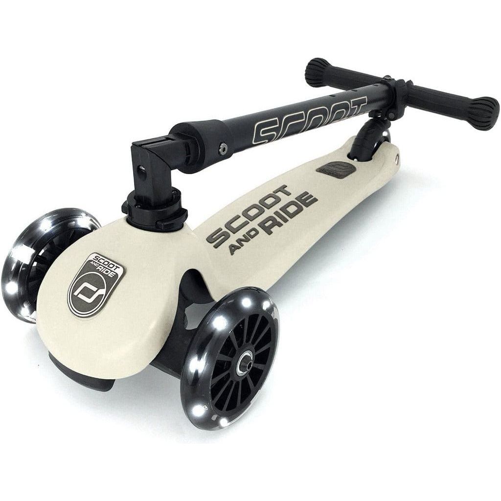 Scoot and Ride Highwaykick 3 - Age 3+ - Led Ash with folded handlebars and light up LED wheels