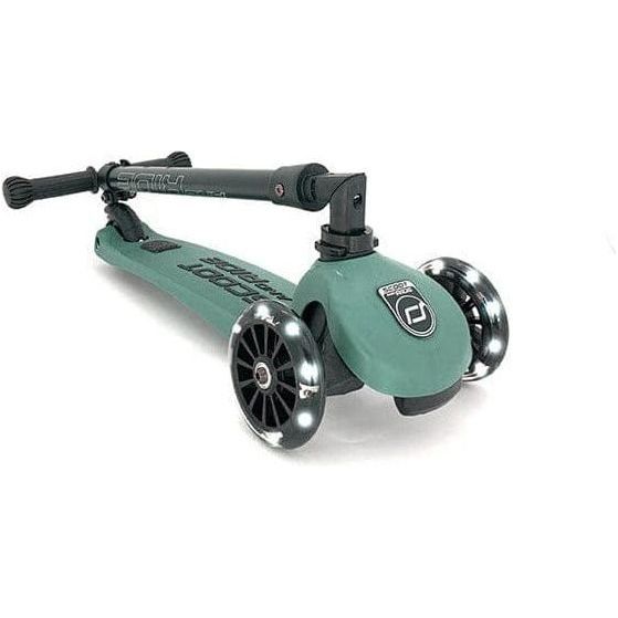 Scoot and Ride Highwaykick 3 Scooter - Age 3+ - Led Forest with folded handlebar and LED wheels