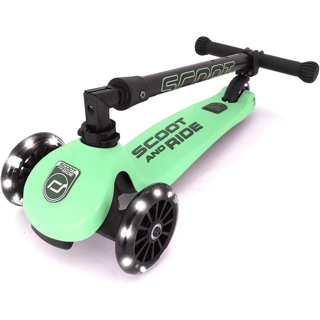 Scoot and Ride Highwaykick 3 - Age 3+ - Led Kiwi with folded handlebar and LED wheels