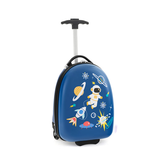 16 Inches Kids Carry-On Luggage with Wheels-Blue Spaceman