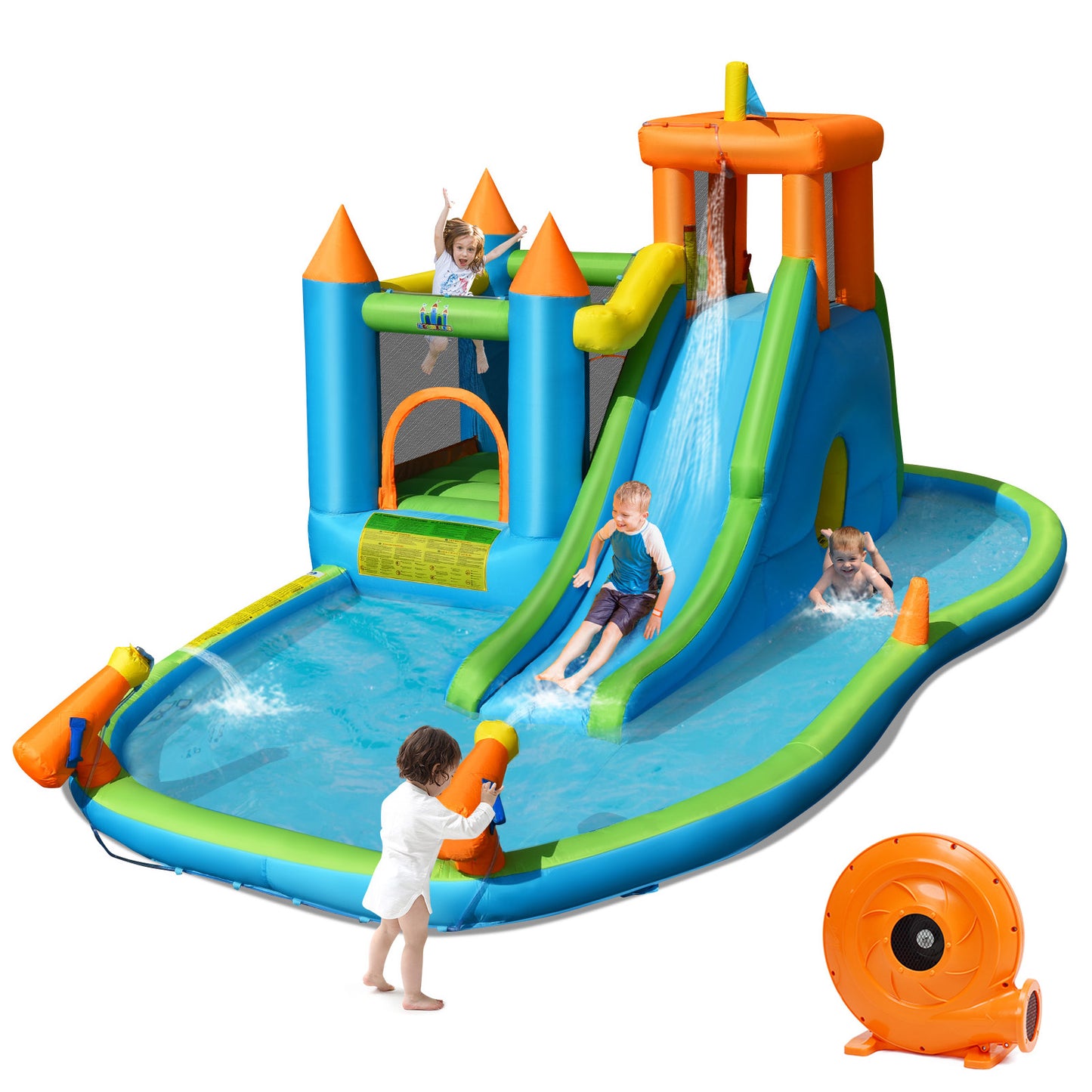 Inflatable Bouncy Castle & Splash Pool with Long Slide