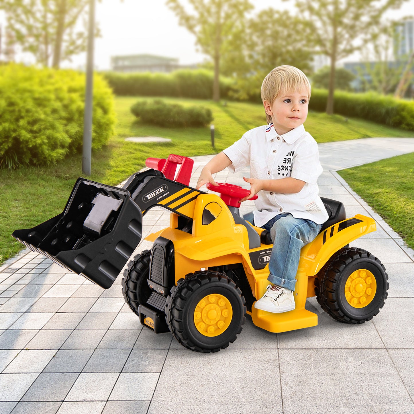 Kids Ride On Excavator Toy with Controllable Digging Bucket