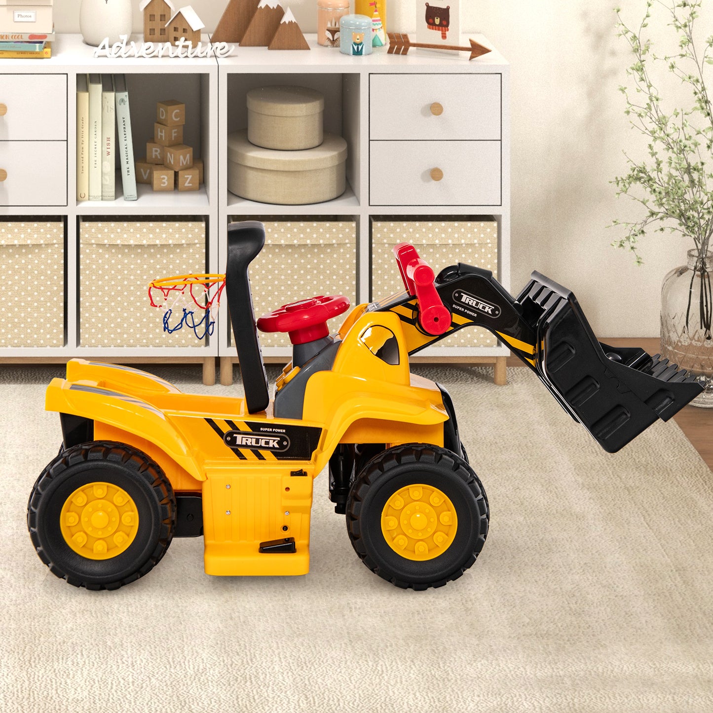 Kids Ride On Excavator Toy with Controllable Digging Bucket