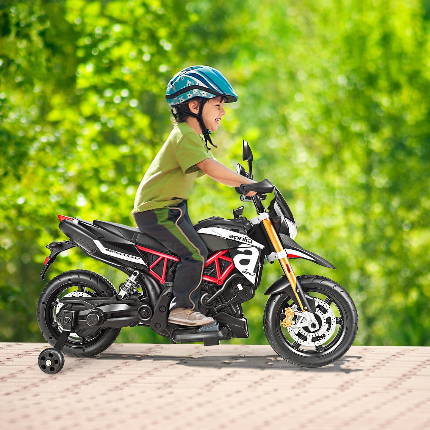 Kids Ride on Motorcycle 12V Battery Powered with Music & LED Light-Black
