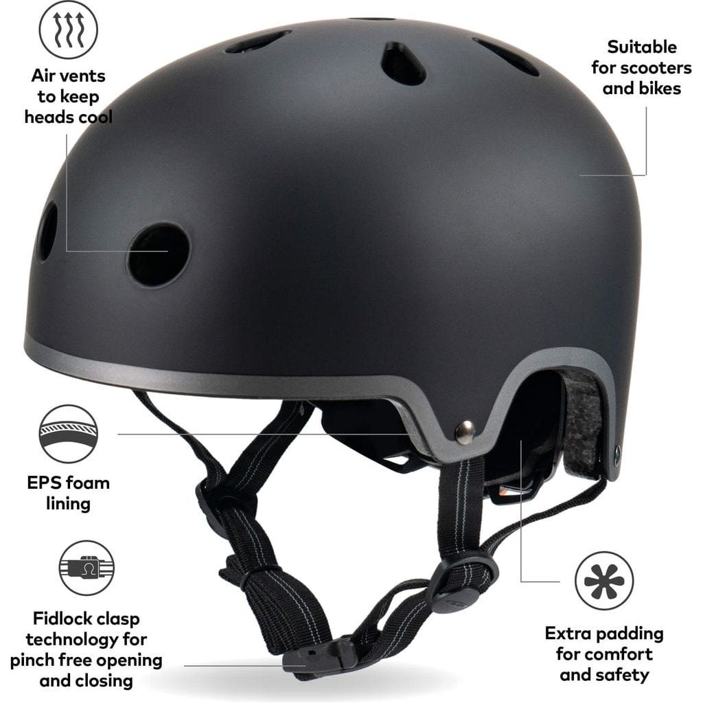 Micro Scooter Kids Helmet - Black Deluxe Size Medium 55-58cm