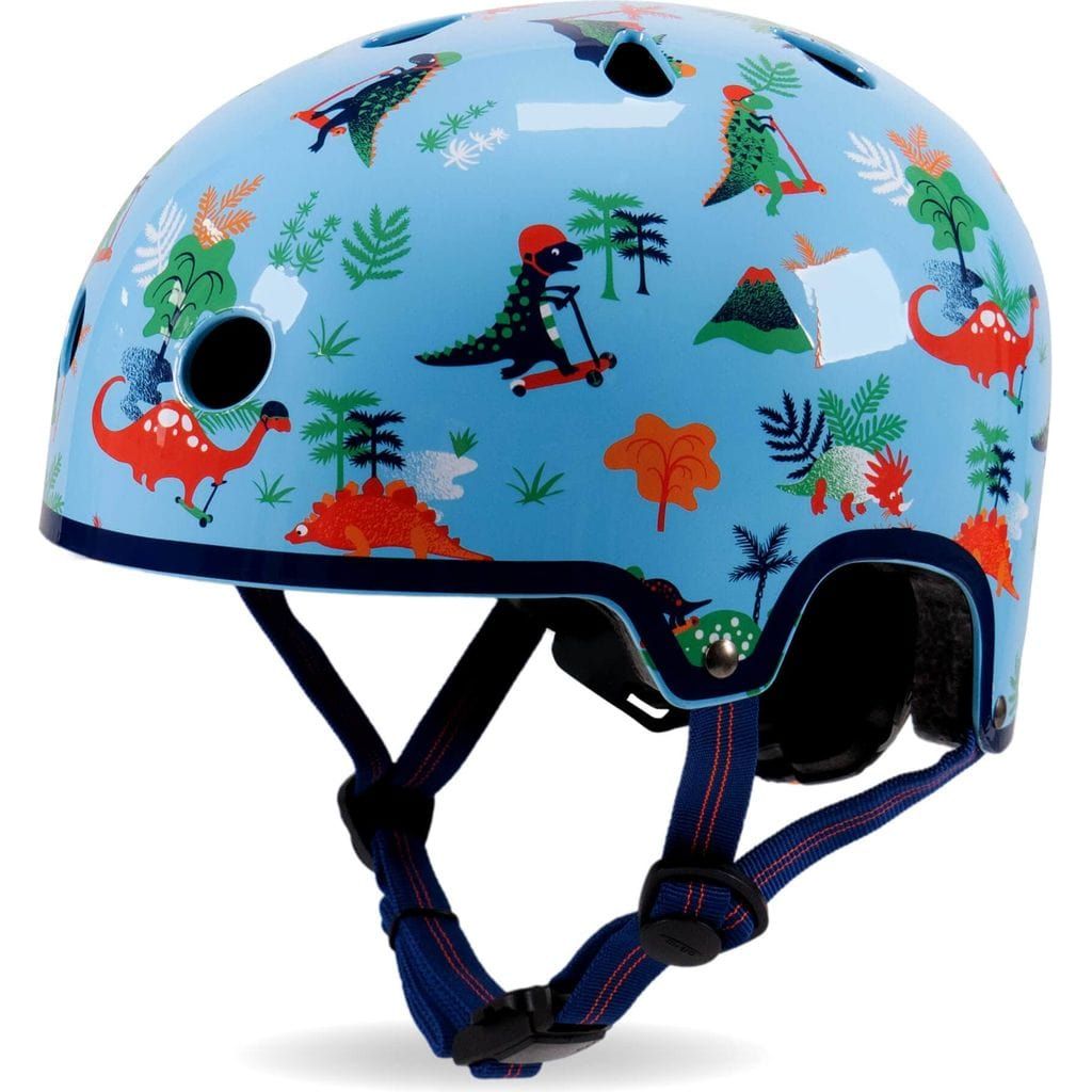 Micro Scooter Kids Helmet - Dino Deluxe Patterned Size Small 51-54cm front left