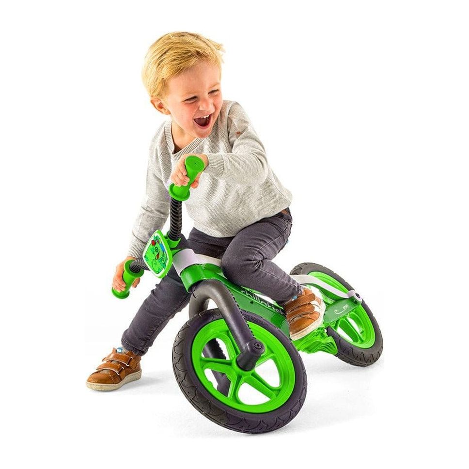 Little boy riding Chillafish Bmxie Balance Bike 2-5 Years in Lime Green