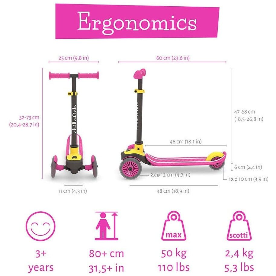Chillafish Scotti Scooter in Pink size, weight and specification information