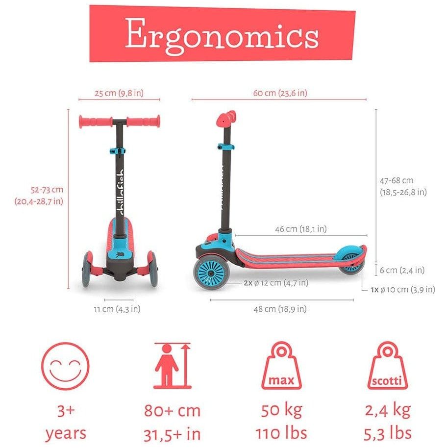 Chillafish Scotti Scooter in Red size, weight and specification information