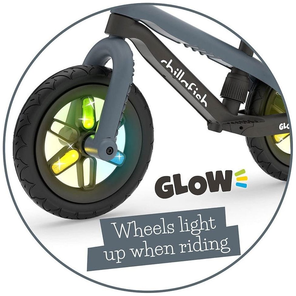 Chillafish Bmxie Glow Balance Bike 2-5 Years Anthracite Grey light up wheels