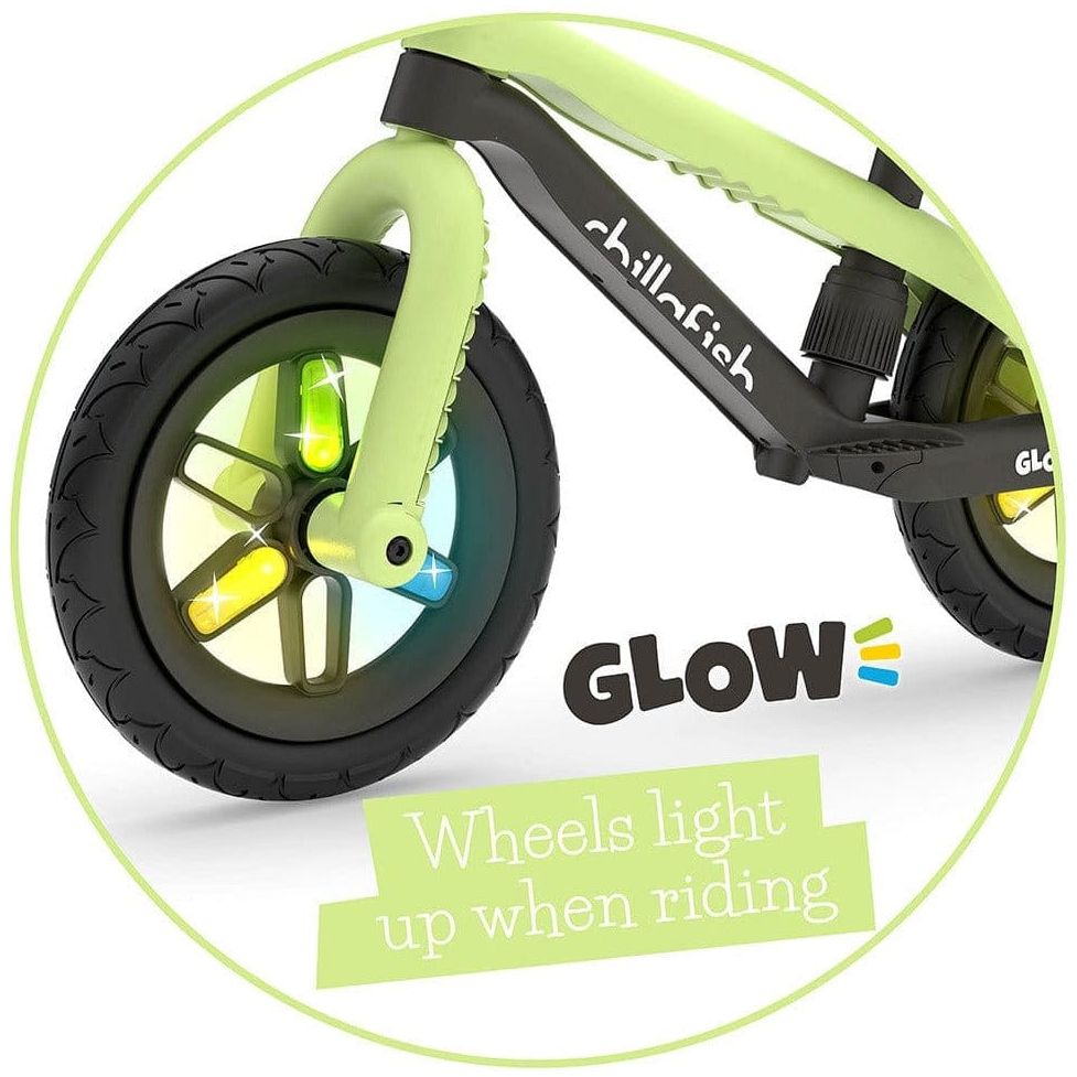 Chillafish Bmxie Glow Balance Bike 2-5 Years in Pistachio Green with light up wheels