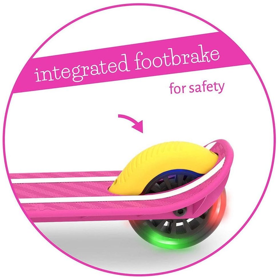 Chillafish Scotti Glow Scooter in Pink with integrated footbrake and light up wheels