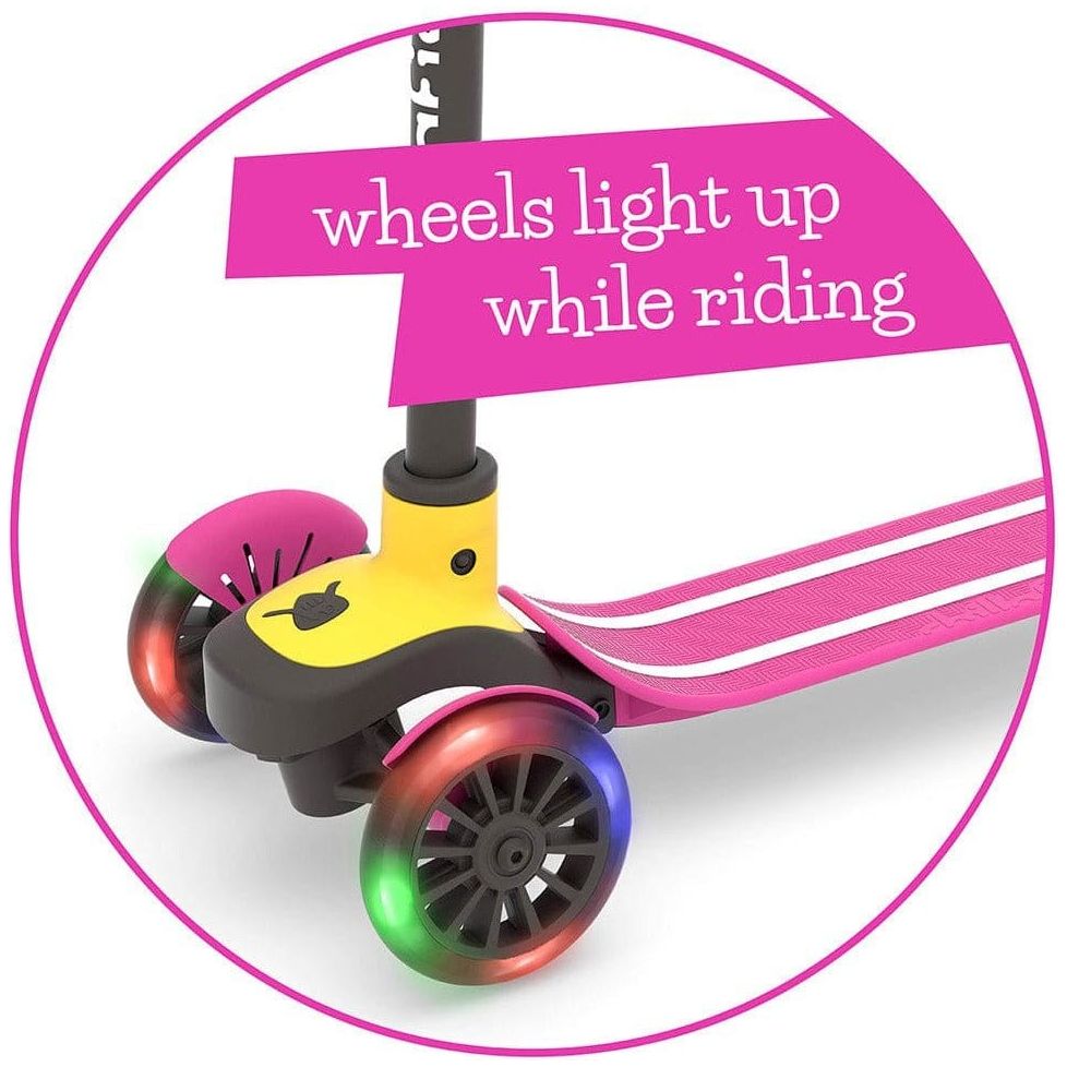 Chillafish Scotti Glow Scooter in Pink with light up wheels when riding