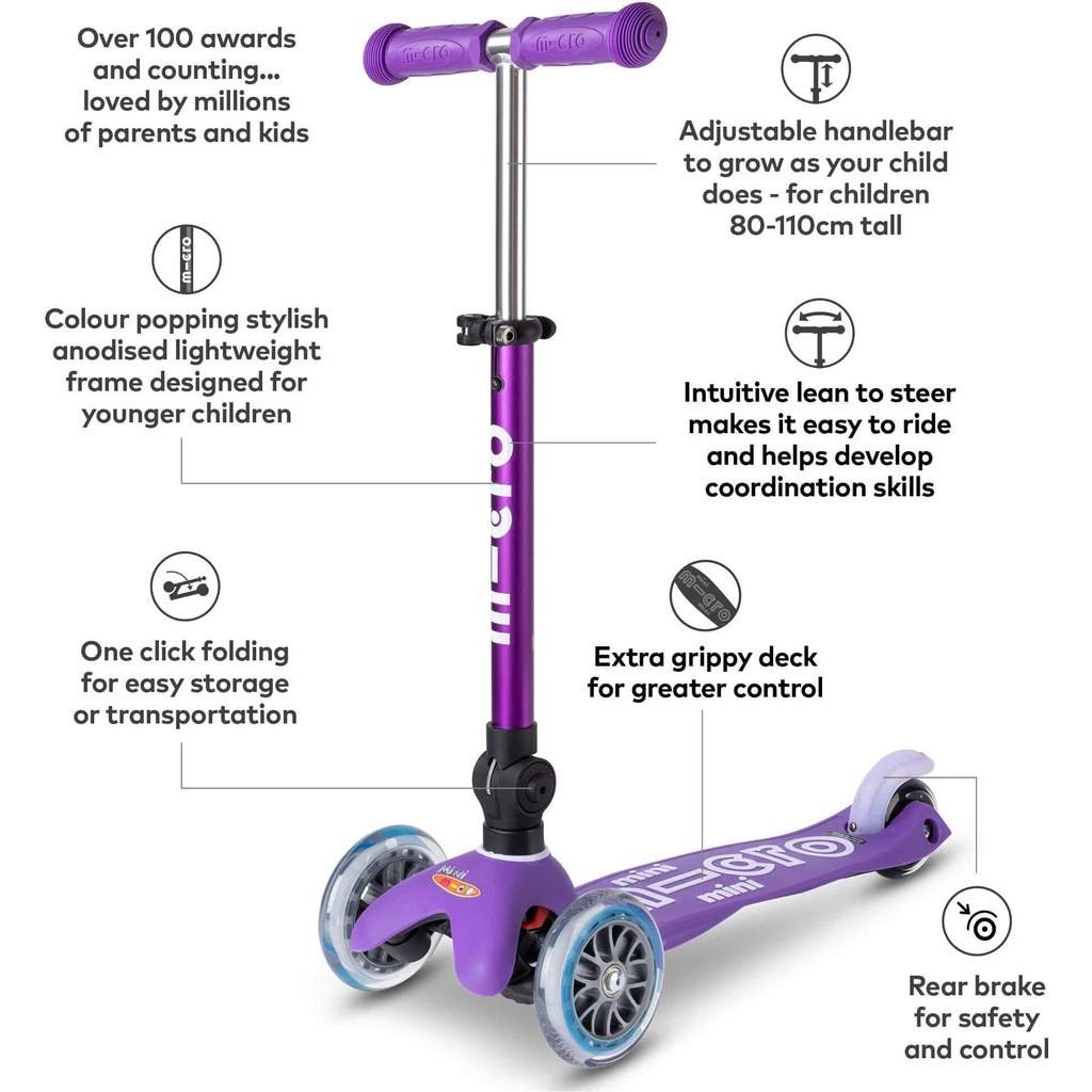 Micro Scooter Mini Foldable - LED Purple features list