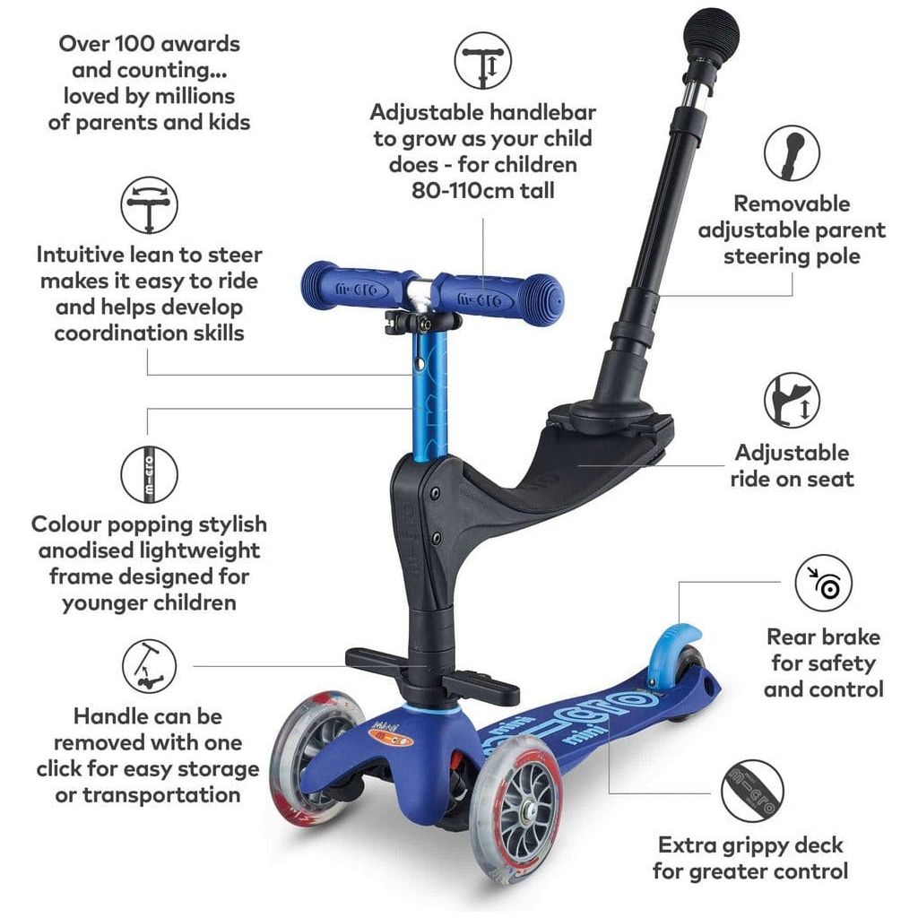 Micro Scooter Mini 3-in-1 Deluxe - Blue features