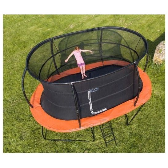 girl jumping on Telstar Oval Jump Capsule MK3 Package from above