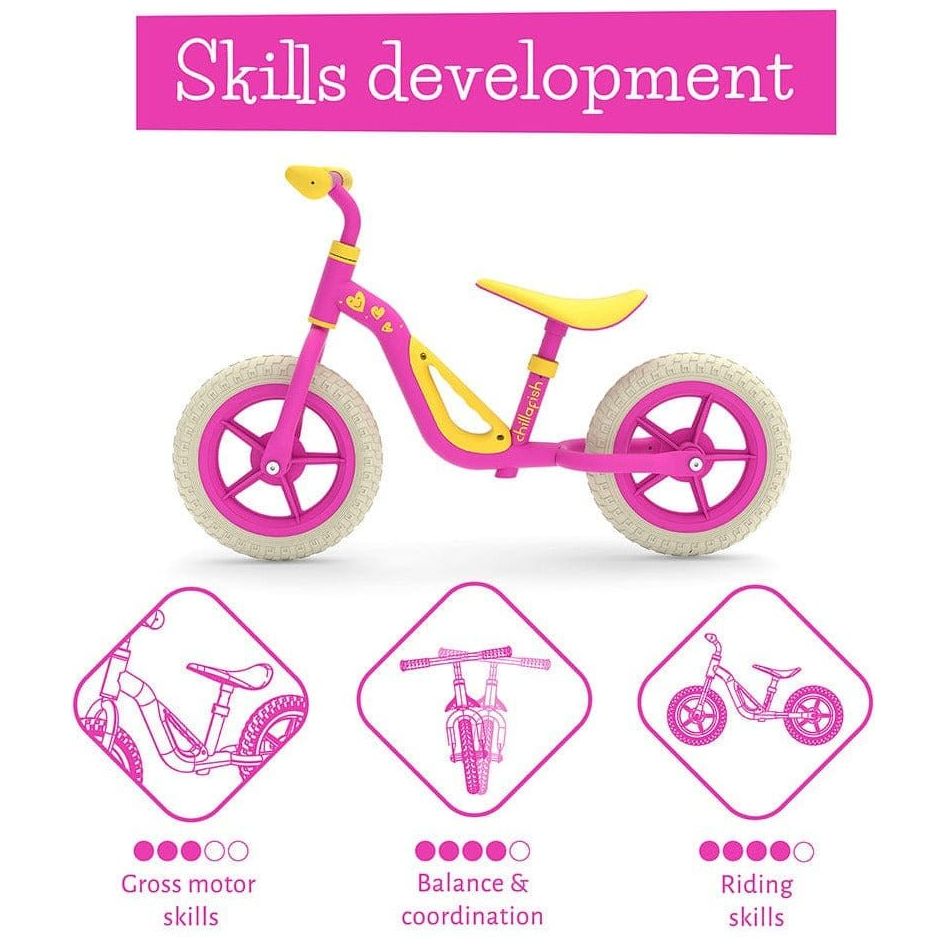 Chillafish Charlie Balance Bike 18M-4Y in Pink skills development information