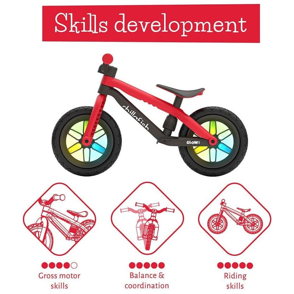 Chillafish Bmxie Glow Balance Bike 2-5 Years in Red skills development information