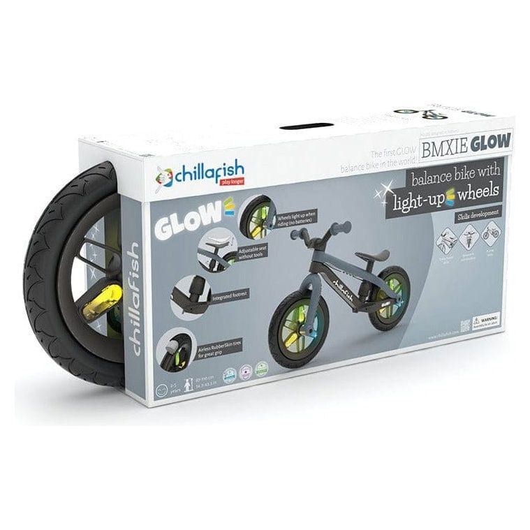 Chillafish Bmxie Glow Balance Bike 2-5 Years in Anthracite Grey in box