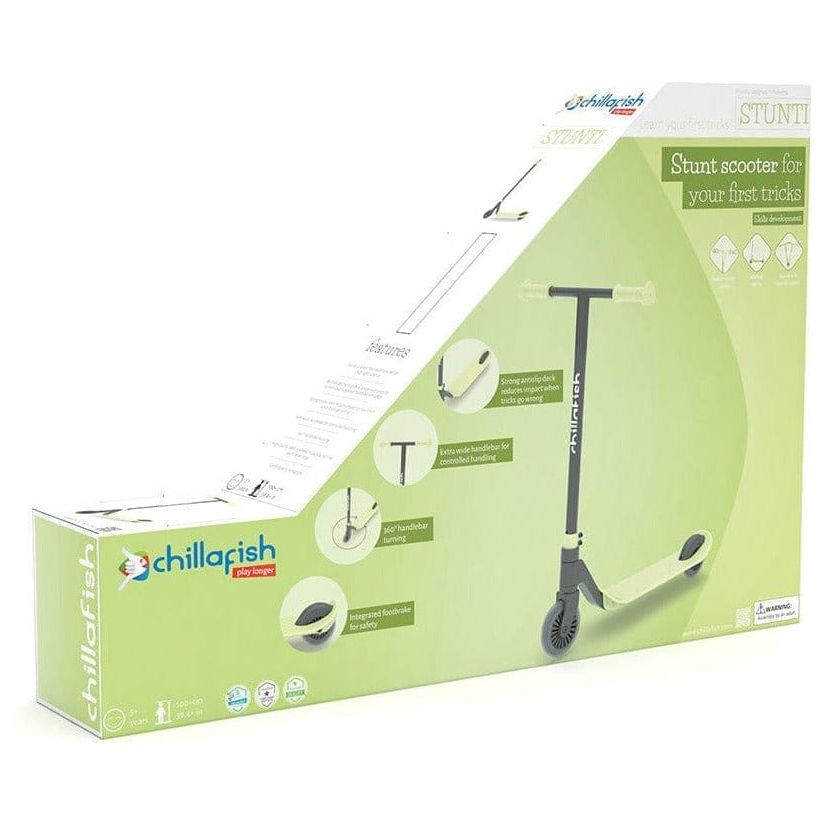 Chillafish Stunti 2 Wheel Scooter in Pistachio Green in box