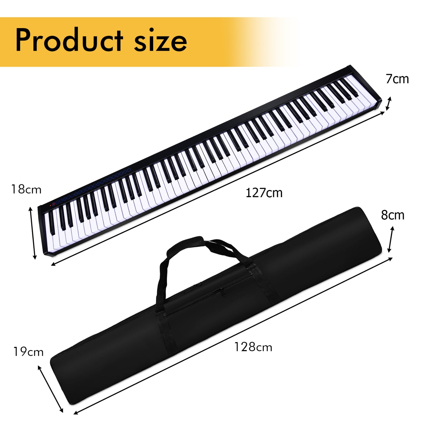 Portable Electronic Piano 88 Keys Suitable for Children Over 3 Years Old-Black