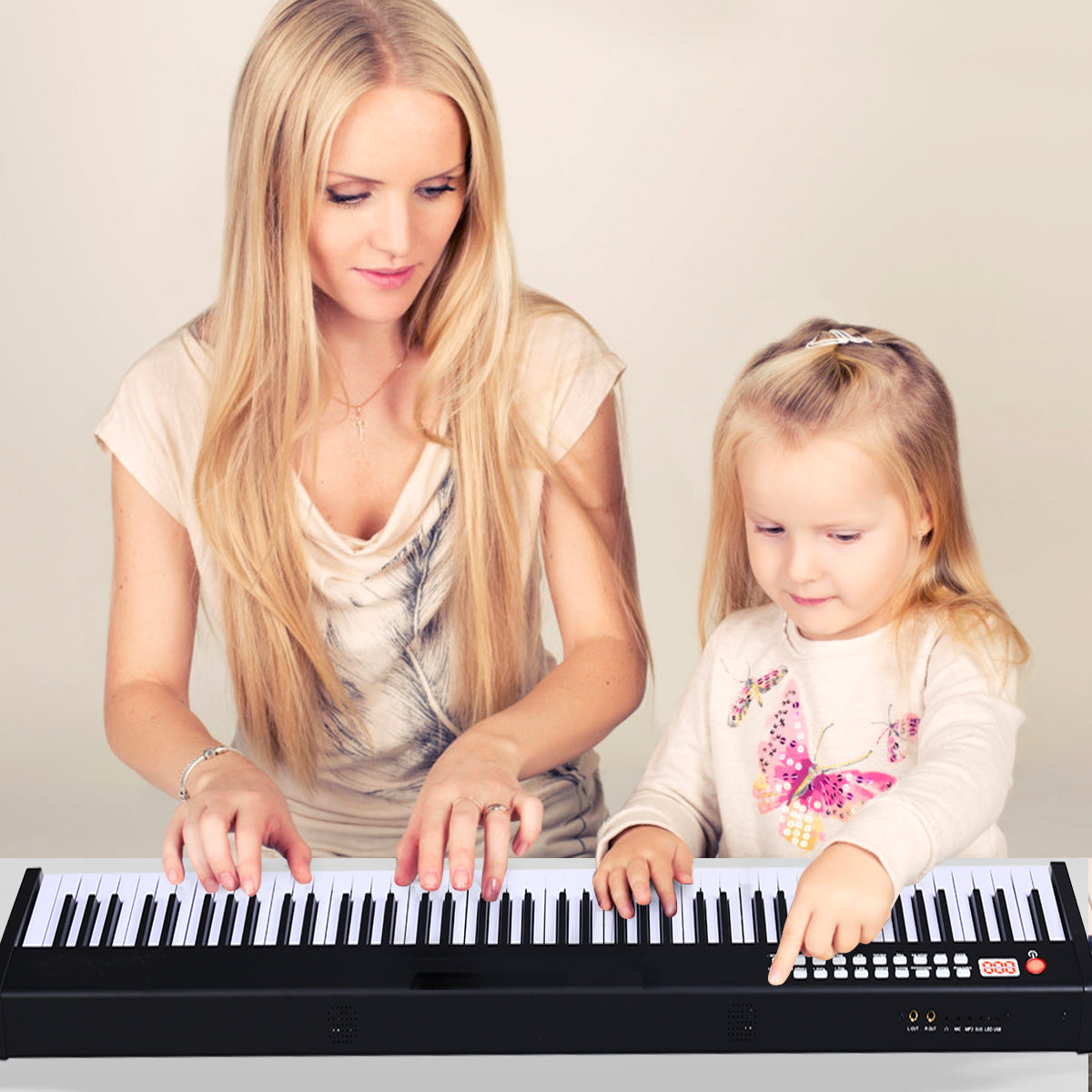 Portable Electronic Keyboard with Full-Size Weighted Keys-Black