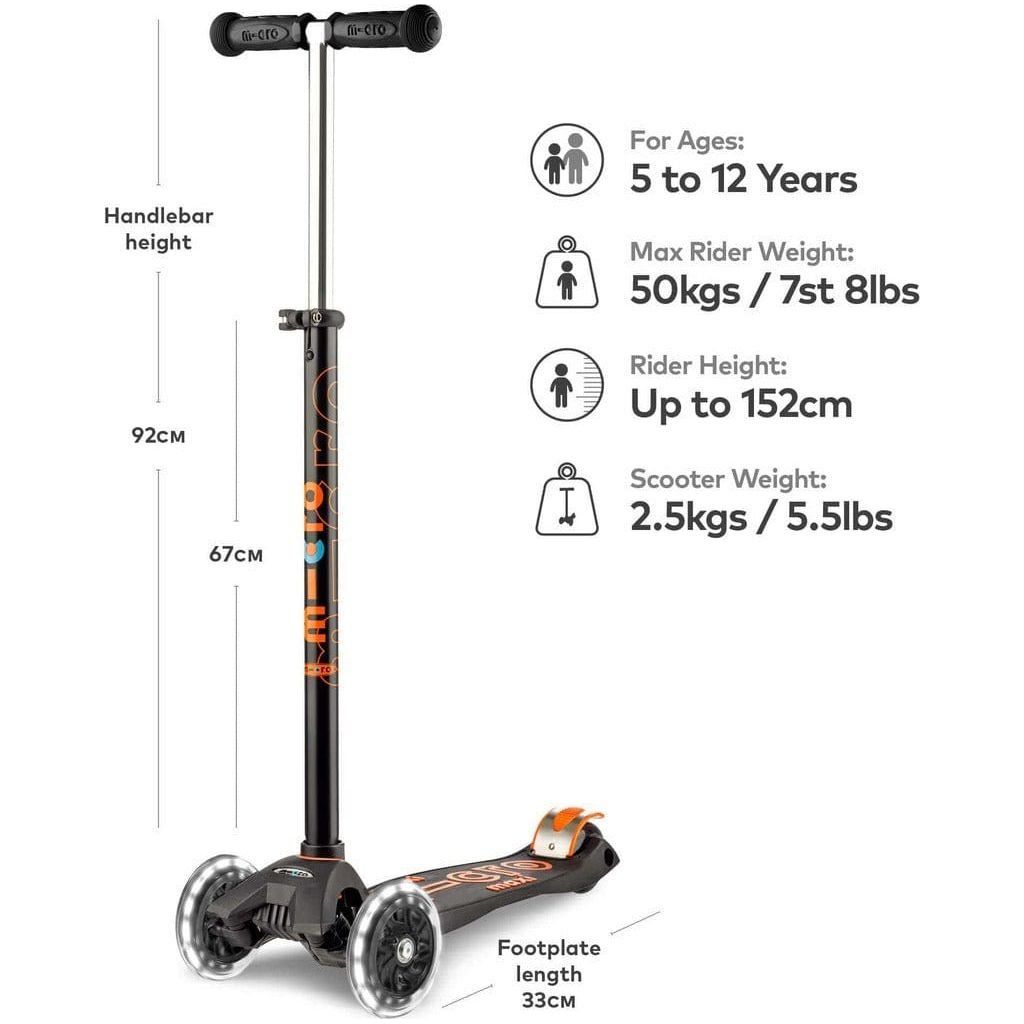 Micro Scooter Maxi Deluxe LED - Black dimensions