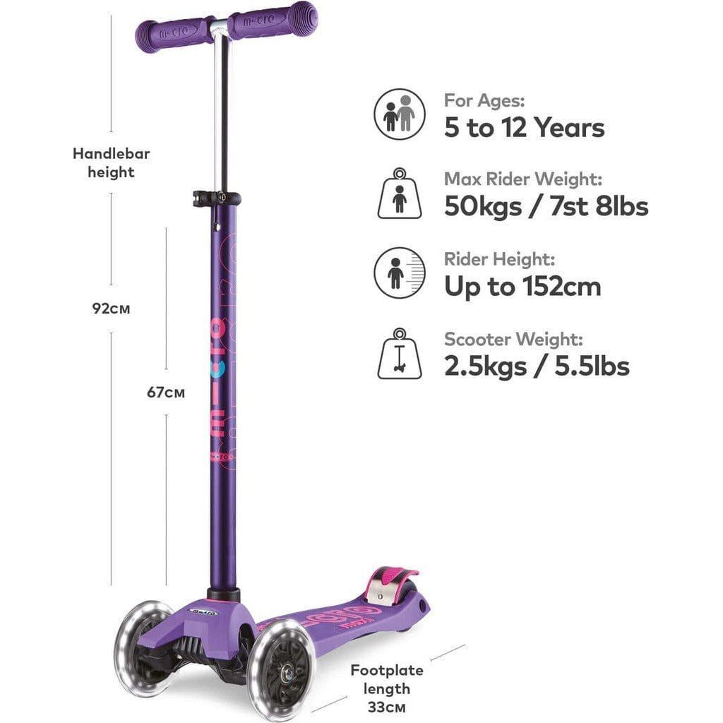Micro Scooter Maxi Deluxe LED - Purple dimensions