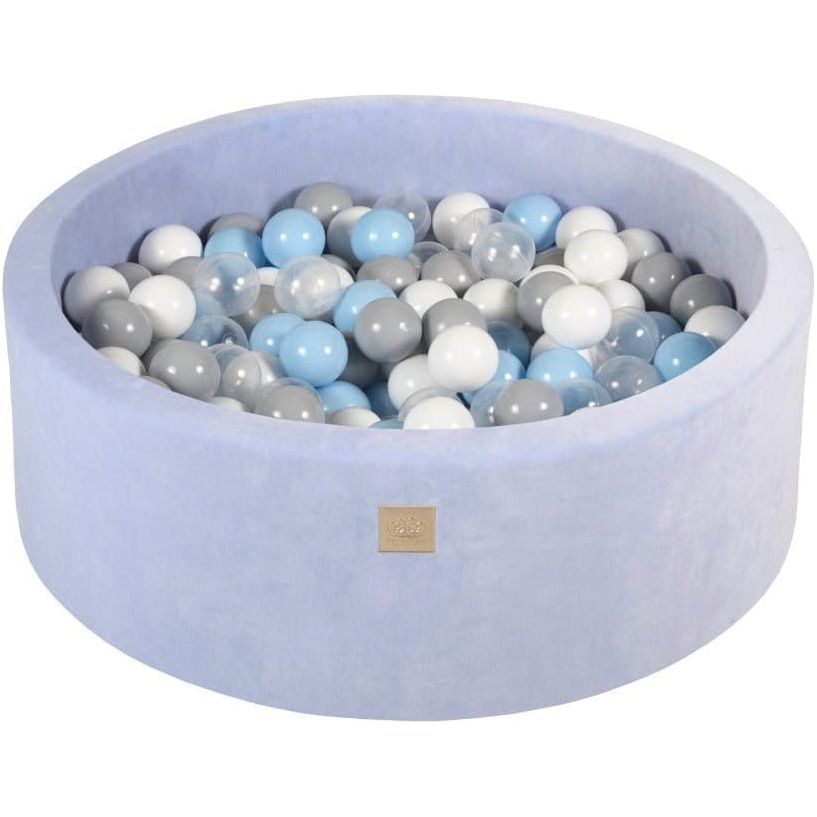Velvet Round Foam Ball Pit with 200 Balls - Ice Blue